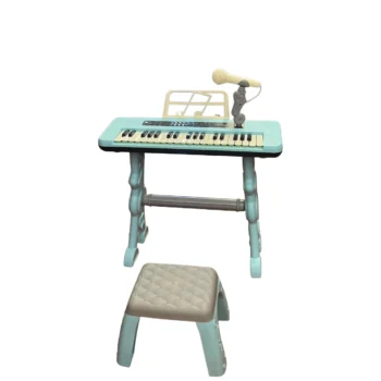 Set piano elektronike për fëmijë me stol, mikrofon karaoke, kontroll volumi dhe funksione Stop Play Record Demo dhe Autotune
