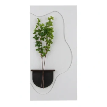 Panel dekorativ muri prej druri me ndriçim LED 3D, vazo kafe të errët dhe përmasa 120 x 60 x 11 cm