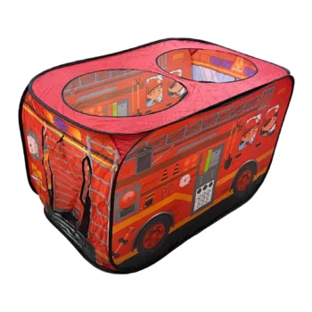 Tendë autobusi për fëmijë me derë hyrëse 32x43 cm për futje dhe dalje të lehtë gjatë lojës.