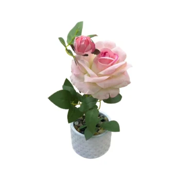 Lule dekorative trendafil me vazo porcelani 10 cm dhe lartesi maksimale 30 cm