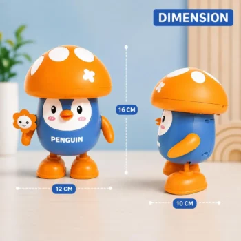 Lodër elektronike pinguin me lëvizje kërcyese, efekte muzikore dhe ndriçim shumëngjyrësh për fëmijë.