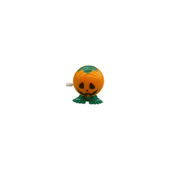 Lodër Halloween në formë kungulli portokalli me detaje jeshile, fytyrë të dekoruar dhe mekanizëm ecjeje me çelës.