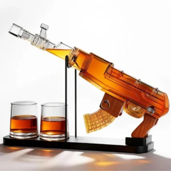 Mbajtëse dekorative AK-47 për vendosjen e shishes së alkoolit në shtëpi, zyrë ose bar.