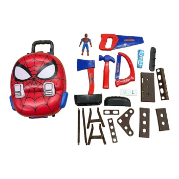 Set lodrash me vegla pune prej plastike dhe çantë Spider-Man me rrota, rripa shpine dhe dorezë transportimi, për fëmijë mbi 3 vjeç.