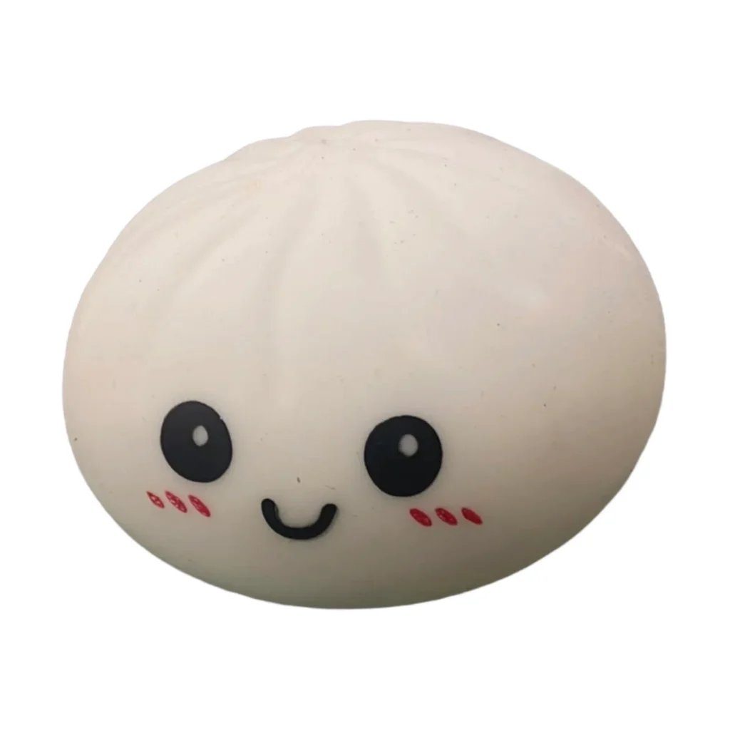 Top antistres Squishy Bun në formë kulaçi me fytyrë të buzëqeshur