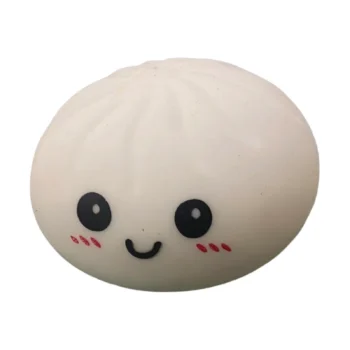 Top antistres Squishy Bun në formë kulaçi me fytyrë të buzëqeshur